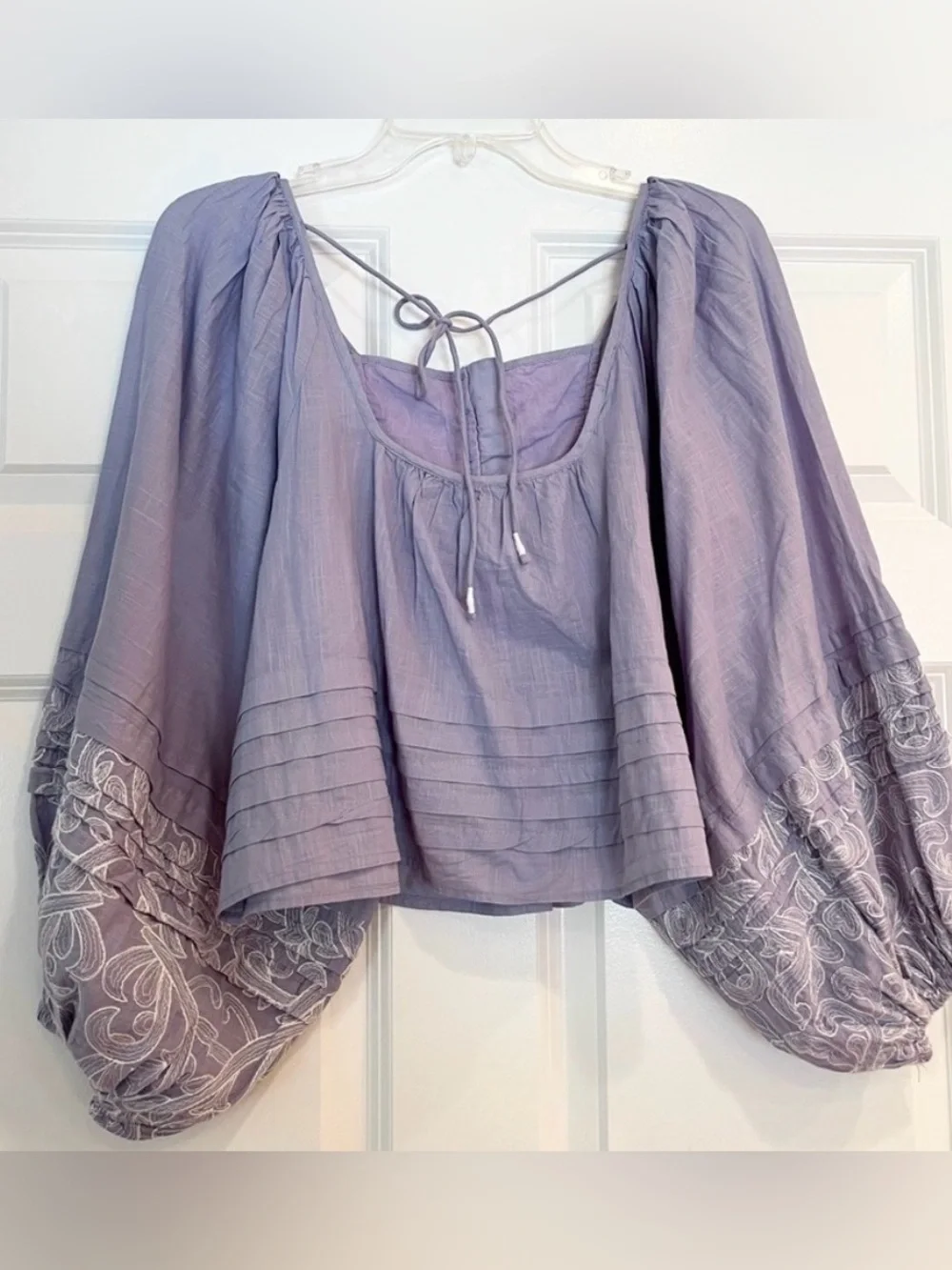 NWT Anthropologie Embroidered Lace Babydoll Blouse Small Periwinkle - Picture 6 of 7